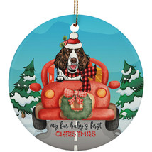 English Springer Dog Circle Ornament Fur Baby First Xmas Pet Lover Gift Decor - £13.41 GBP