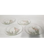 Set of 4 Handpainted Glass Dessert Sandwich Tea Service Plates 8&#39; Pink R... - $67.70 CAD