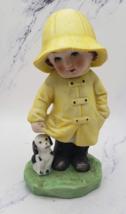 UCGC Taiwan Vintage Girl in Yellow Raincoat With Dog Figurine Figure Sta... - £7.38 GBP