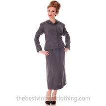 Jablow Suit Vintage 1950s Gray Womens Wool Damaged Costume 40-27-41 Secr... - $77.22
