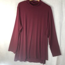 Susan Graver Size 2x Burgundy Knit Turtleneck Tunic Shirt Polyester - £19.77 GBP