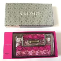 Nine West Pewter Pink Sequin Glitter Frame Clutch Wallet Purse - $112.79 CAD