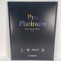 Canon Pro Platinum Super High Gloss Photo Inkjet Paper 8.5 x 11 In 20 Sh... - $18.46