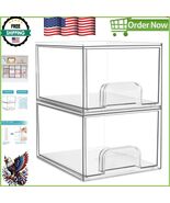 2-Pack Clear Acrylic Stackable Storage Drawers for Makeup &amp; Home Organiz... - $590.63 MXN