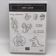 Stampin Up HEY LOVE Stamp Set Valentine&#39;s Day Punny Sentiments Otter Ape Skunk - £15.79 GBP