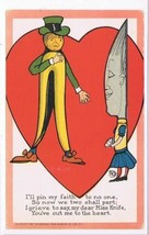 Postcard Miss Knife You&#39;ve Cut Me To The Heart ? Old Fashioned Love Repr... - $2.75