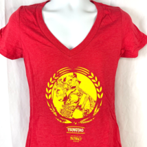 Tsingtao Beer 2016 Year of Monkey Ladies L Red V-Neck T-Shirt Large Promo - £18.92 GBP