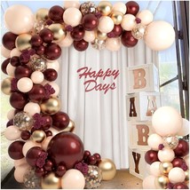 18Inch Burgundy Maroon Blush Metallic Gold Balloons Balloon Garland Arch Kit, Va - $16.99