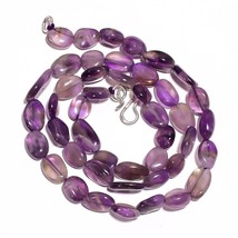 Natural Amethyst Gemstone Teardrop Smooth Beads Necklace 17&quot; UB-3453 - £8.68 GBP