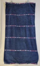 Vintage Tommy Hilfiger Bath Towel Blue Flag Logo Stripes Spell Out Cotton 24x42&quot; - £20.89 GBP