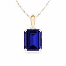 ANGARA Lab-Grown Blue Sapphire Solitaire Pendant in 14K Gold (12x10mm,5.5 Ct) - £1,329.88 GBP