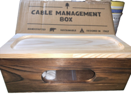 Cable Management | Real Wood Small Box brown tissue/Cord Organizer Box f... - $34.53