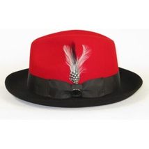 Men BENTLY Hat Australian Wool Fedora Damien Collection DM754 Red/Black image 5