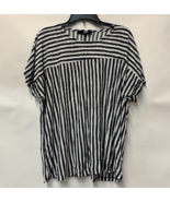 Coin 1804 Womens Plus 3X Navy Blue White Striped Sheer Short Sleeve  Top... - $19.59
