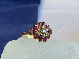 Vtg 18K Yellow Gold Diamond Ring 3.46g Fine Jewelry Sz 6.5 Cranberry Col... - £354.96 GBP