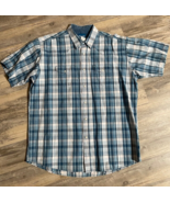 Wrangler Shirt Pearl Snap Mens 2XT Tall Short Sleeve Western Blue Plaid ... - $18.29