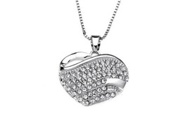 Crystals From Swarovski Pave Heart Necklace Sterling Overlay 18 Inch Gor... - £34.84 GBP