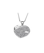 Crystals From Swarovski Pave Heart Necklace Sterling Overlay 18 Inch Gor... - $59.12 CAD