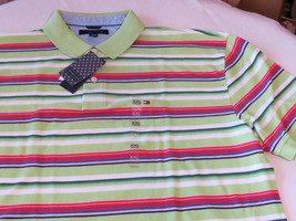 Men&#39;s Tommy Hilfiger Polo shirt S small stripes 7841606 Green as Swatch 312 knit - £20.56 GBP