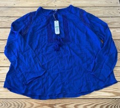 Joseph A. NWT Women’s Tie Neck Blouse Size XL Blue B8 - £16.13 GBP