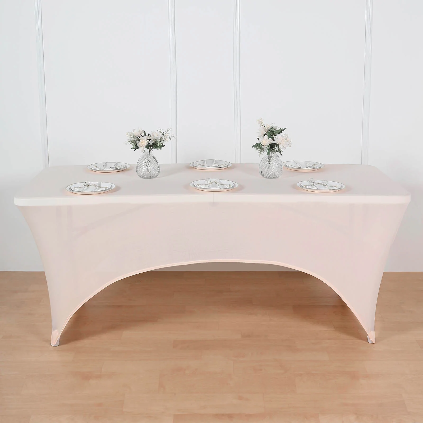 Rose Gold - 6 Ft Rectangular Spandex Table Cover Wedding Party - $49.06