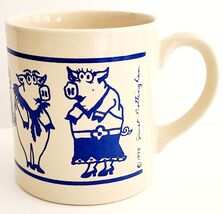 1979 Janet Nottingham Coffee Mug Made In England Blue Pigs Vintage HGS2A - $464.13 MXN