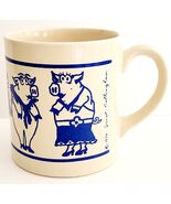 1979 Janet Nottingham Coffee Mug Made In England Blue Pigs Vintage HGS2A - $464.13 MXN