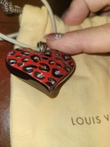LOUIS VUITTON Stephen Sprouse Red/Back Spotted Stone Enamel Heart Flower... - $643.50