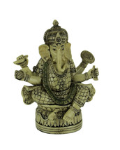 Zeckos Lord Ganesha Sitting On Lotus Flower Holding Sacred Objects Statue - £15.20 GBP