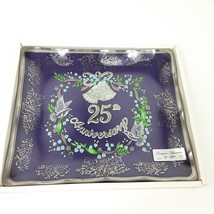 25th Anniversary Rectangle Glass Plate Vintage Lefton 1984 Serving KM 05142 Box - £11.81 GBP