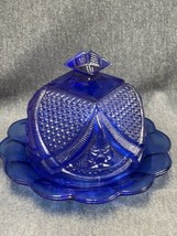 Vintage Cobalt Blue Glass Covered Butter/Cheese Dish - $41.58