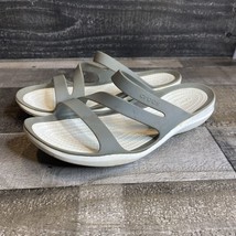 CROCS Swiftwater Gray Slides Sandals Size 8  Some Staining - $14.11