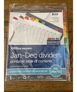 Office Depot Jan-Dec Dividers W/ Printable Table Of Contents - $7.80