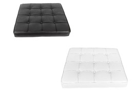 Black/White Genuine Ital Leather Replacement Cushion for Pavilion Style Ottoman - £235.64 GBP