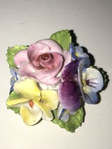 Vintage Brooch Pin Porcelain Flowers Pansy Rose Jon Anton England Romantic Chic - $36.00