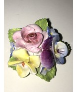 Vintage Brooch Pin Porcelain Flowers Pansy Rose Jon Anton England Romant... - $36.00