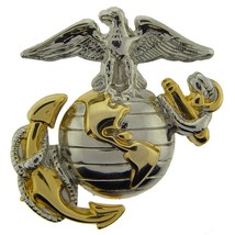 US Marine Corps Emblem, E2, Left Cap Gold Silver USMC Lapel Hat Pin - $10.76