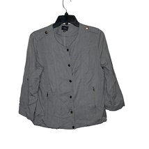 Market &amp; Spruce Womens Jacket Size Small Gray Snap Front Roll Up Sleeves - £19.06 GBP