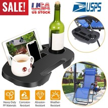 Lounge Chair Side Tray Cup Holder Phone Tablet Slot Camp Picnic Garden O... - $39.99