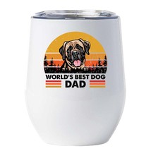 World&#39;s Best Mastiff Dog Dad Wine Tumbler 12oz White Cup Gift For Dog Pet Lover - £18.27 GBP