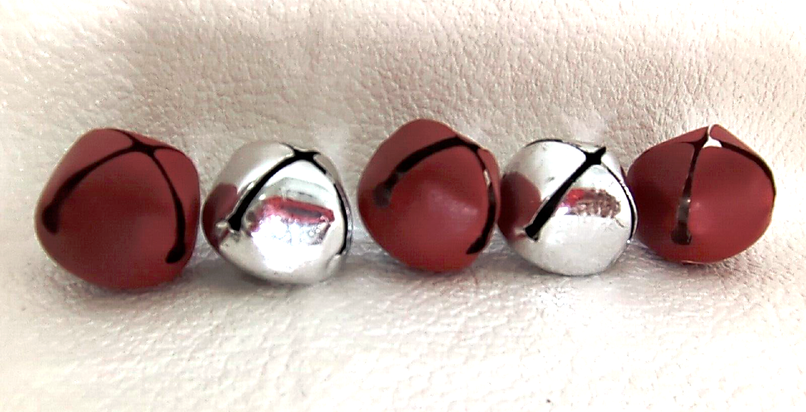 Primary image for 5 Jingle Bells Crafts Christmas Red Silver 1 1/4"