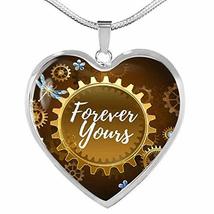 Express Your Love Gifts Forever Yours Necklace Engraved Stainless Steel Heart Pe - £46.47 GBP