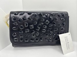 JOAN RIVERS Classic Collection Black Jeweled Clutch Handbag Good Chain Studded - $12.19