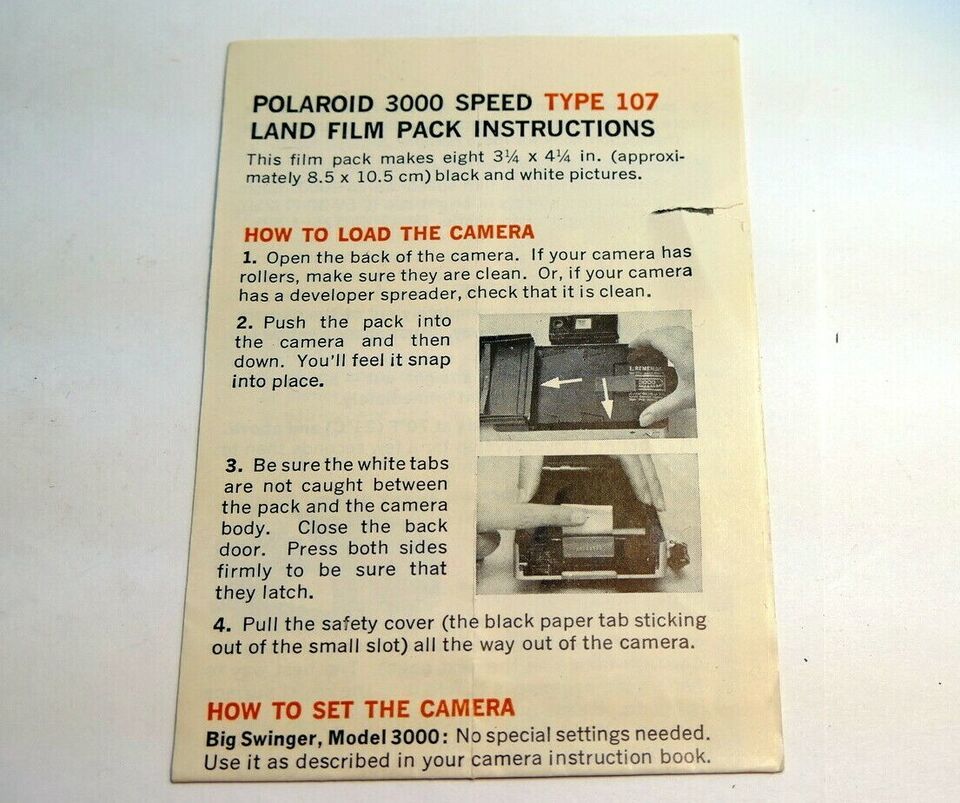 Brochure for Polaroid Type 108 Land film 3 1/4 X 4 1/2 &quot; - $11.07