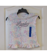 Lucky Brand Shorts and Short Sleeve TOP Set Purple Tie Dye Girls Sz 2T NWT - $14.74