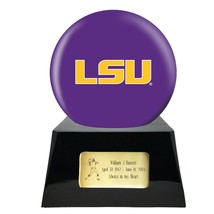 Football Cremation Urn with LSU Tigers Ball Decor and Custom Metal Plaque - $465.55