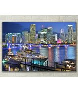 Miami Florida Night Skyline, Landscape, Fine Art Photo on Metal, Canvas or Paper - $31.50 - $333.00