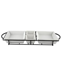 Gibson Gracious Dining 5 Piece Serving Set With Metal Rack in White Porc... - $72.32