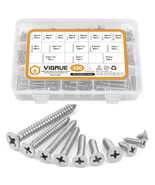  450Pcs Stainless Steel Wood Screws Kit, Phillips Flat Head, 5 Sizes, 1/... - $72.42 CAD