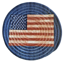 Trivet Hot Pad USA Flag Patriotic July 4th Braided 9&quot; Rd  Heat Resistant Beach - $18.50